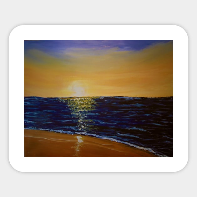 Sunset over the Ocean Sticker by Allison Prior Art